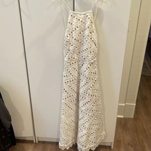 White cut out halter dress